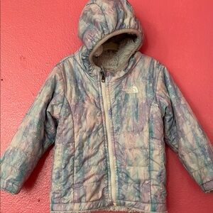 The North Face Pastel Tie-Dye Hooded Jacket Fluffy Grey Reversible north face